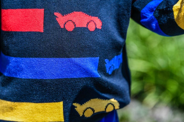 Boy's sweater with racecars