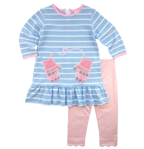 light blue and pink mitten dress with leggings