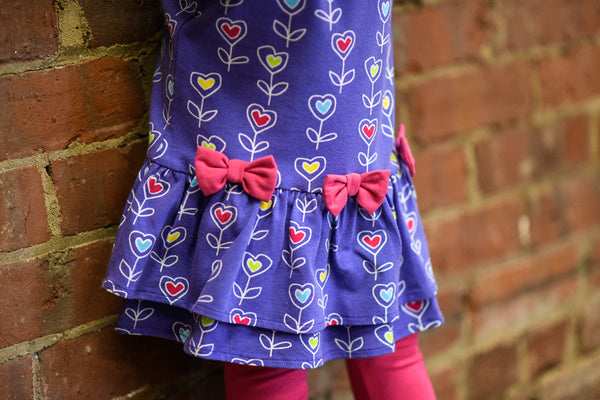 purple flower dress with bows