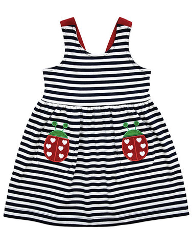 Ladybug dress with stripes for girls